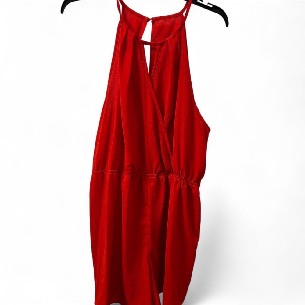 SHEIN Curve Red open back Surplice Romper